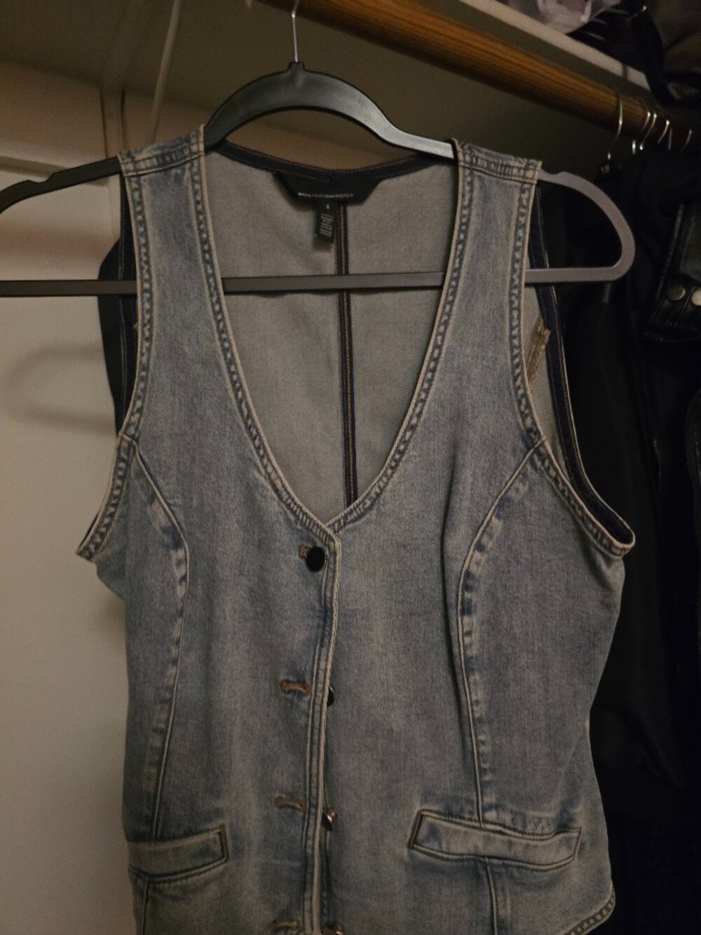 White house black market denim vest